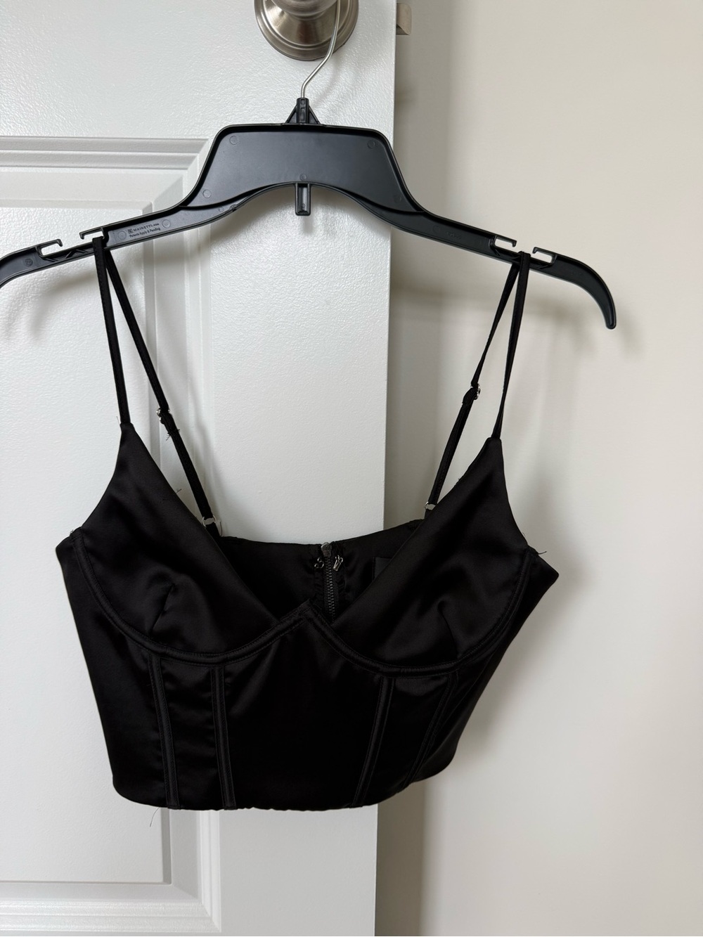 White Fox Boutique Black Satin Bustier Crop Top